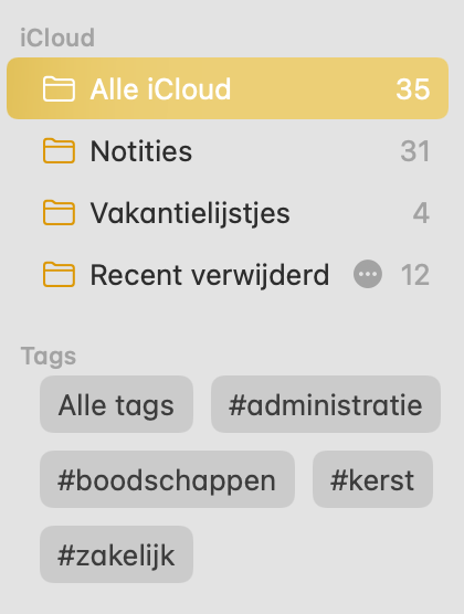 Notitie-app tags